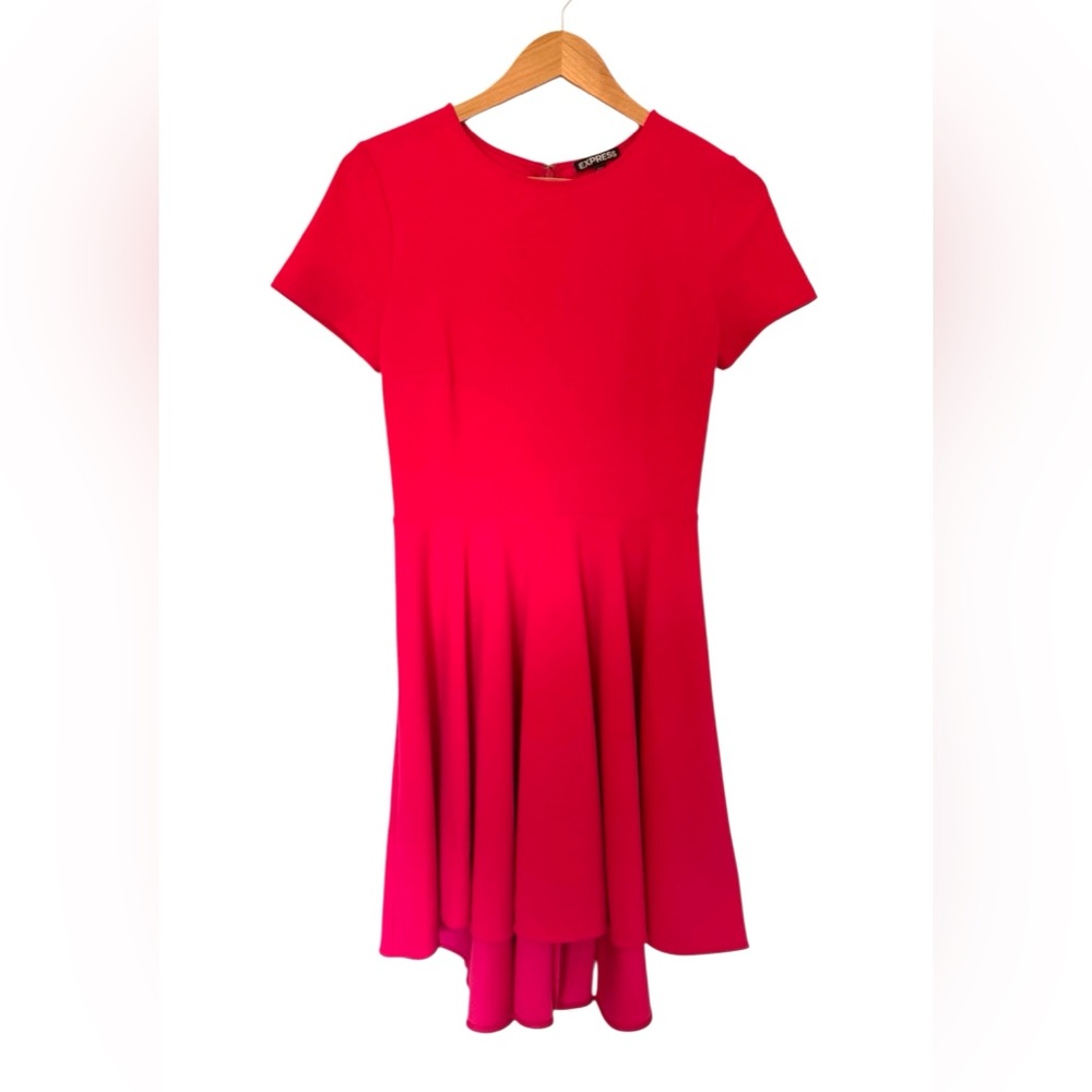 Express Fit and Flare Red Short Sleeve Dress, Size S